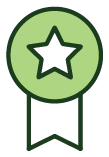 Woodforest's brand-guidelines award icon: a flat green medal with a star at its center and a single ribbon tail.