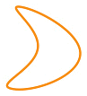 A thin-line orange boomerang ornament from the licensed Getty sheet.